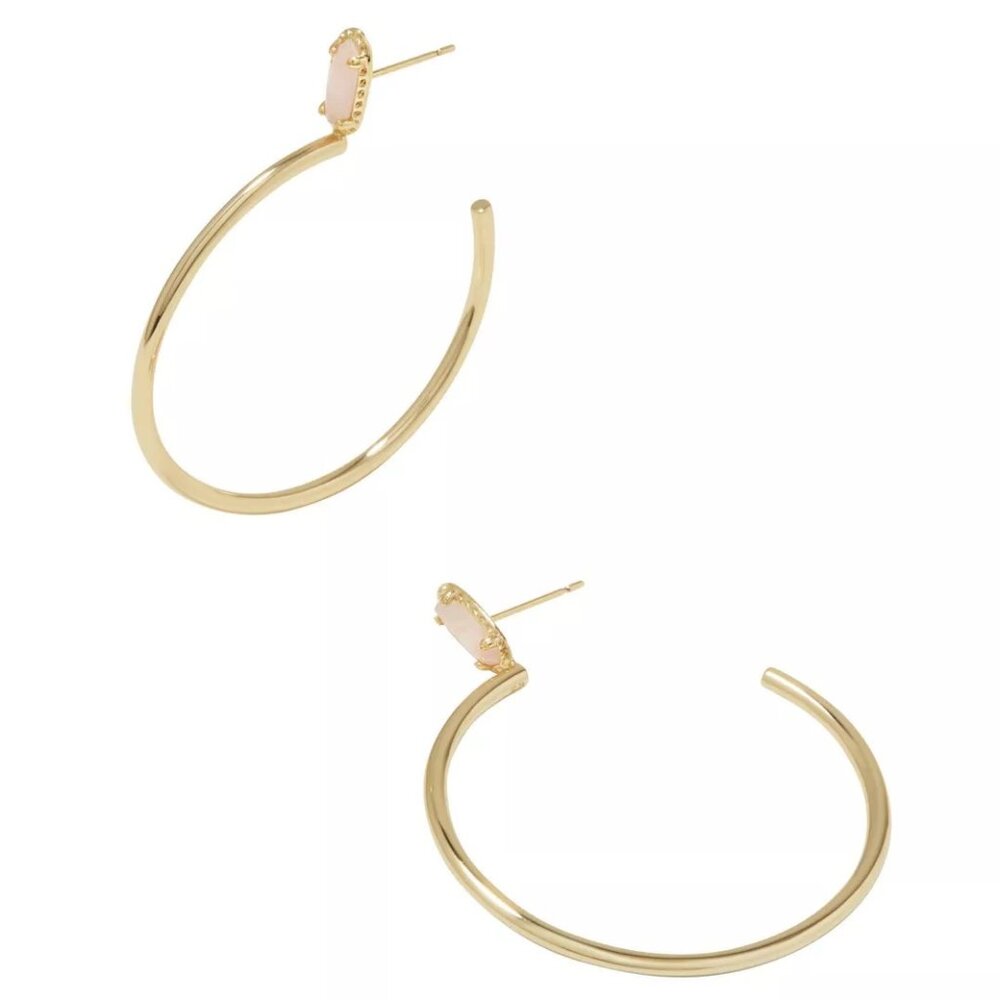 Kendra Scott Gold Hoop Earrings with Pink Accents